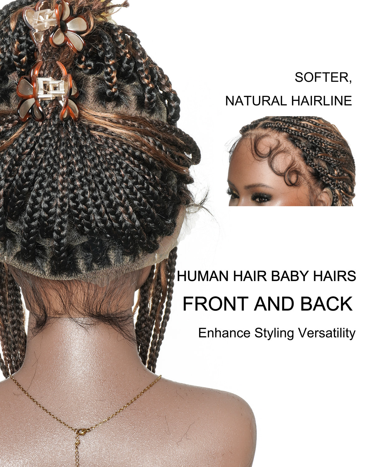 Perruque tressée de 12 pouces "Boho Box Braid" entièrement prélavée