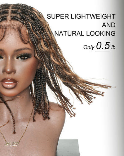 Perruque tressée de 12 pouces "Boho Box Braid" entièrement prélavée