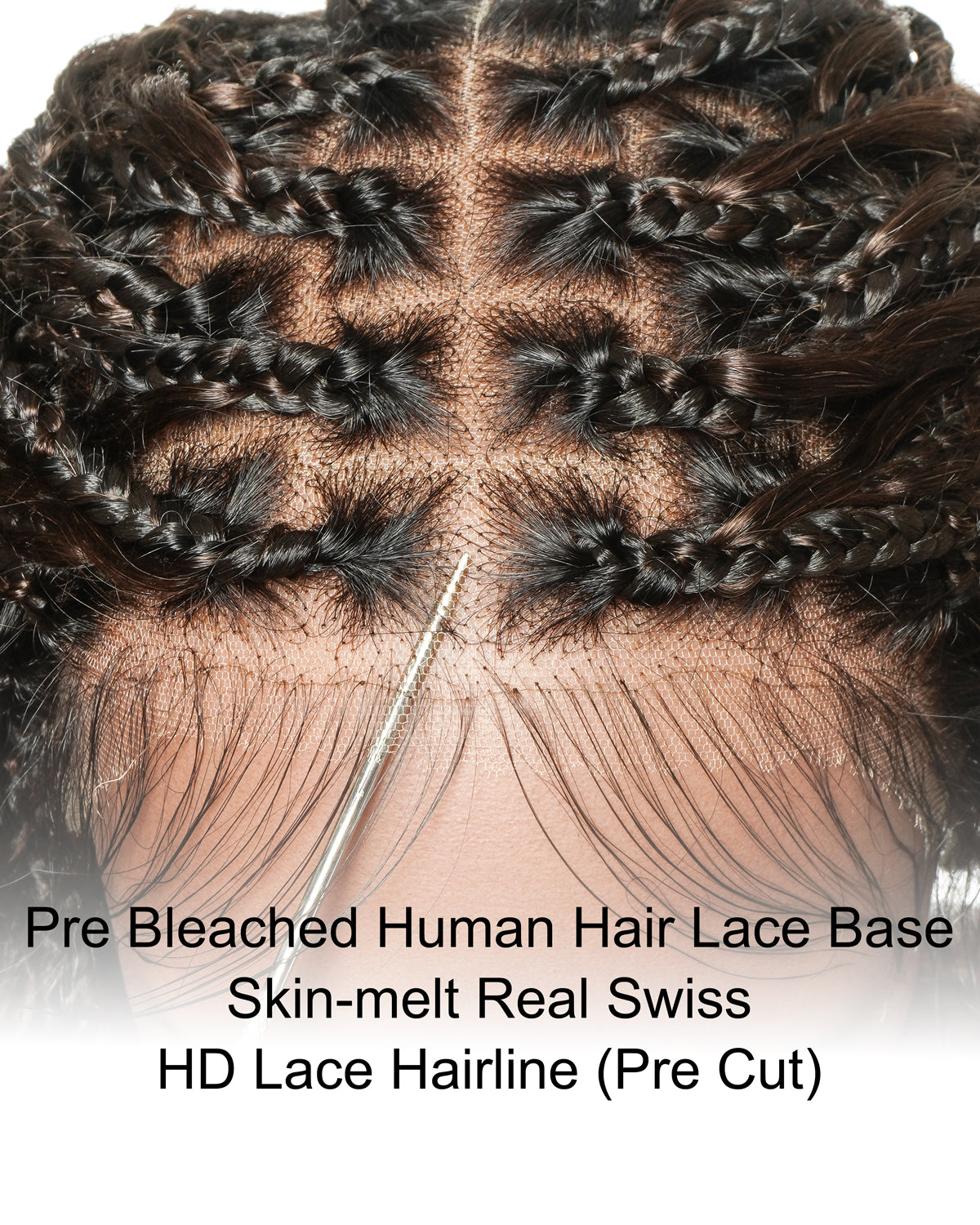 Kiki Bob - Perruque tressée carrée Boho en dentelle suisse HD pré-décolorée de 12" avec tresses et boucles Boho en cheveux naturels