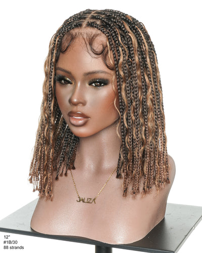 Perruque tressée de 12 pouces "Boho Box Braid" entièrement prélavée