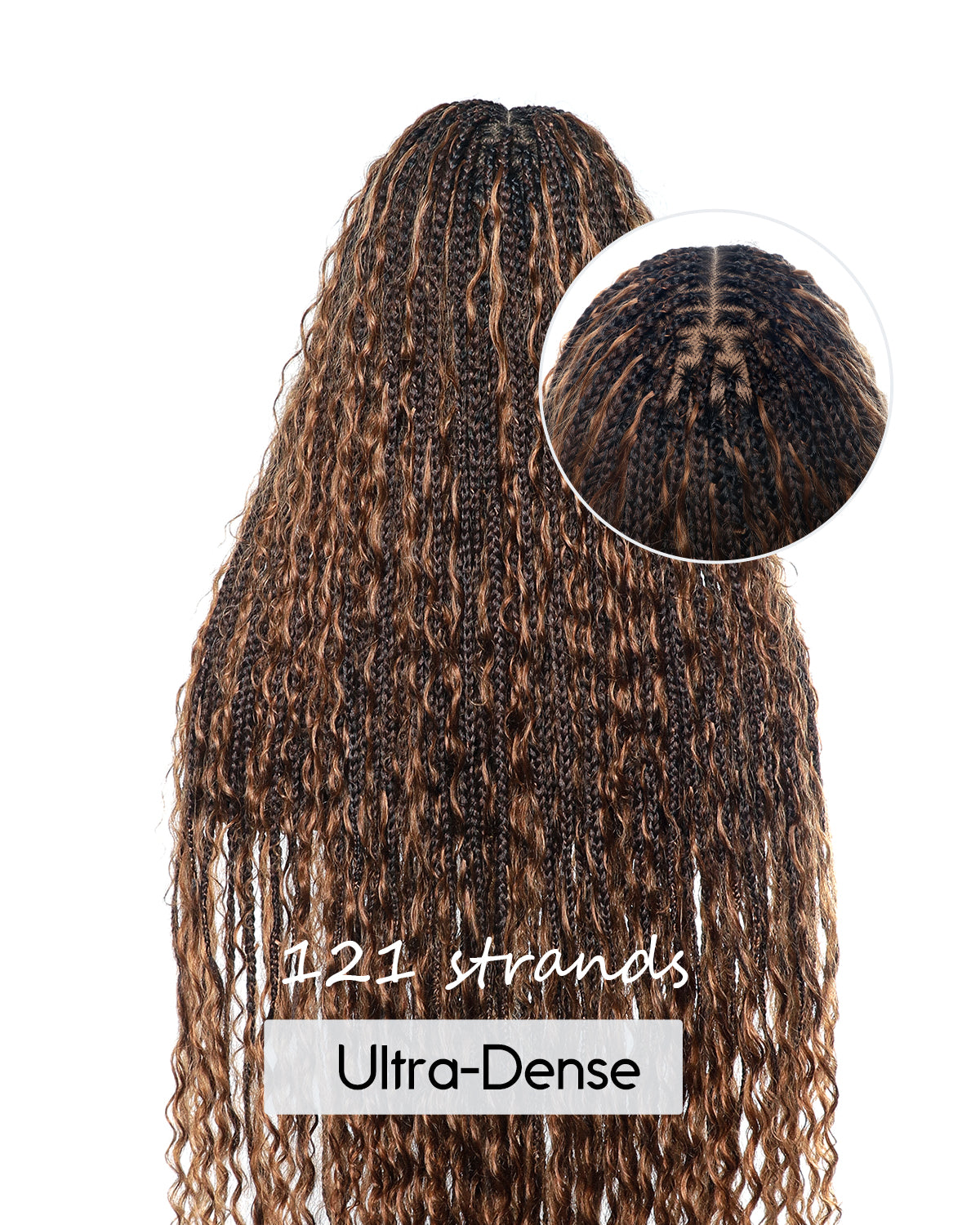 Kiki - Perruque tressée de type "Boho Box Braids" en dentelle suisse HD, pré-décolorée, 36 pouces