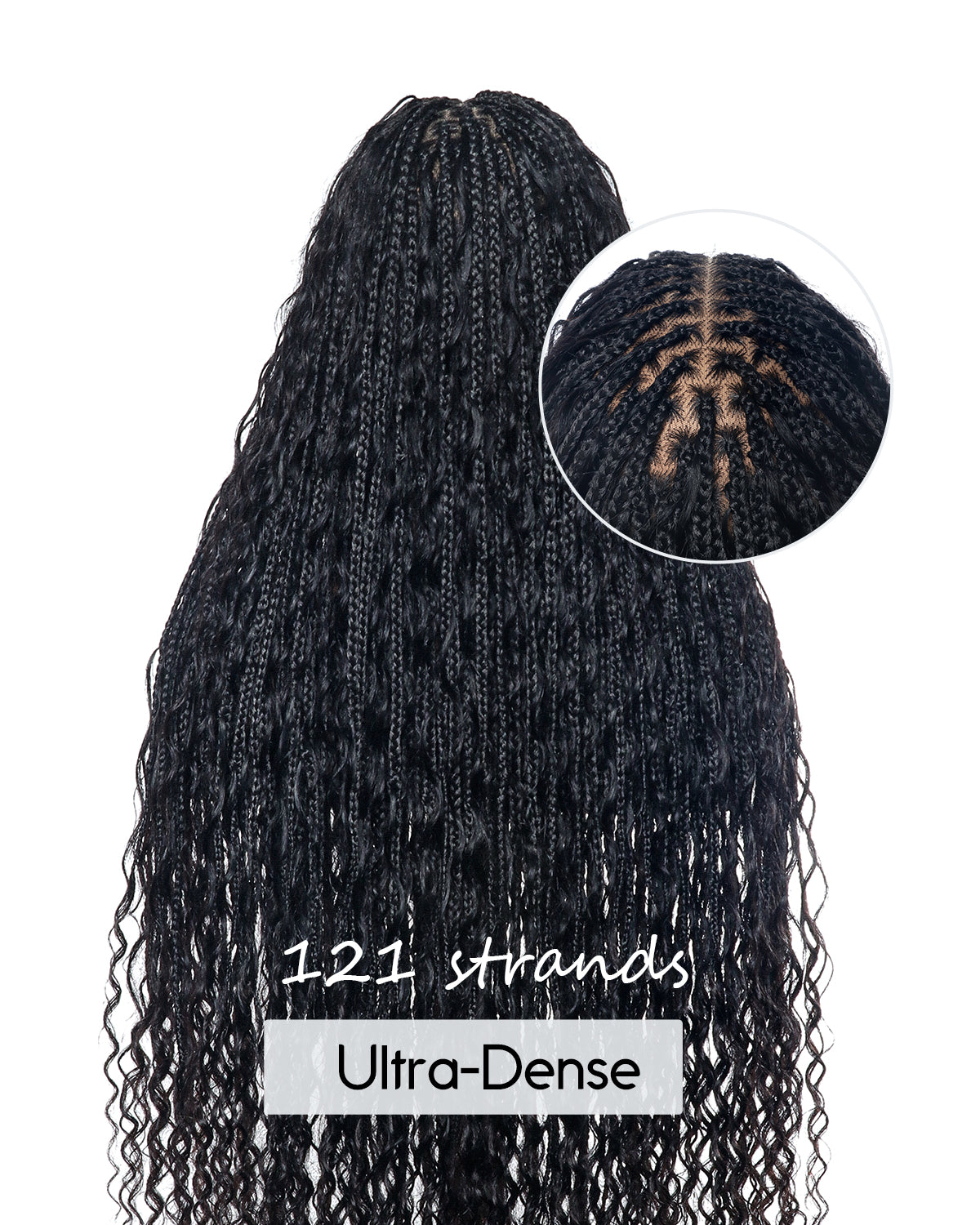 Kiki - Perruque tressée de type "Boho Box Braids" en dentelle suisse HD, pré-décolorée, 36 pouces