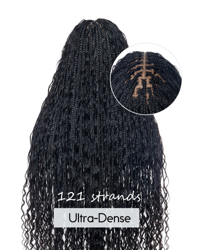 Kiki - Perruque tressée de type "Boho Box Braids" en dentelle suisse HD, pré-décolorée, 36 pouces