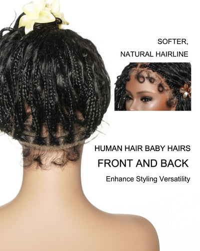 Nami - Perruque tressée de type Boho avec cordon de serrage, 100 % cheveux humains, bonnet et lace frontale suisse HD, coupe pré-coiffée, décolorée et épilée