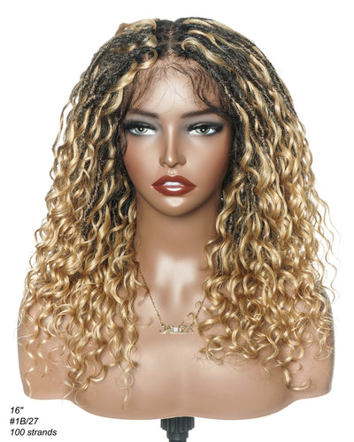 Perruque de Locs Boho sans nœuds en cheveux humains naturels avec boucles Boho et dentelle suisse HD, qualité salon