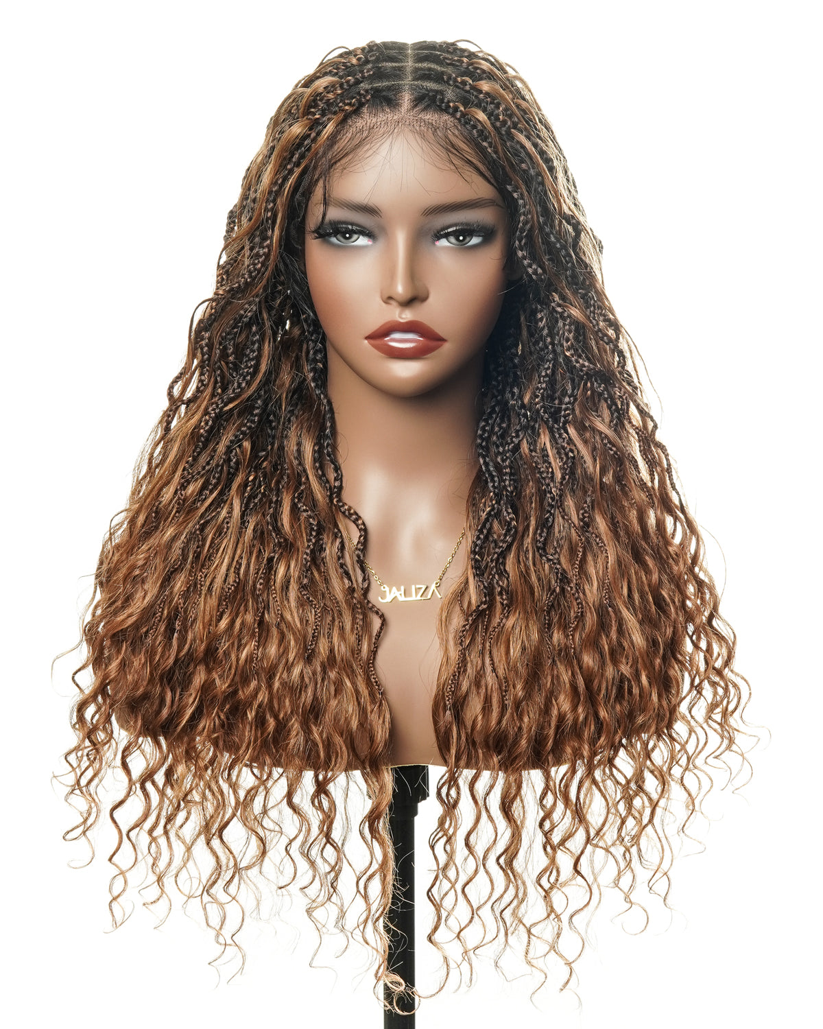 Wavina - Perruque tressée de 24 pouces avec tresses ondulées et vagues bohèmes en cheveux naturels