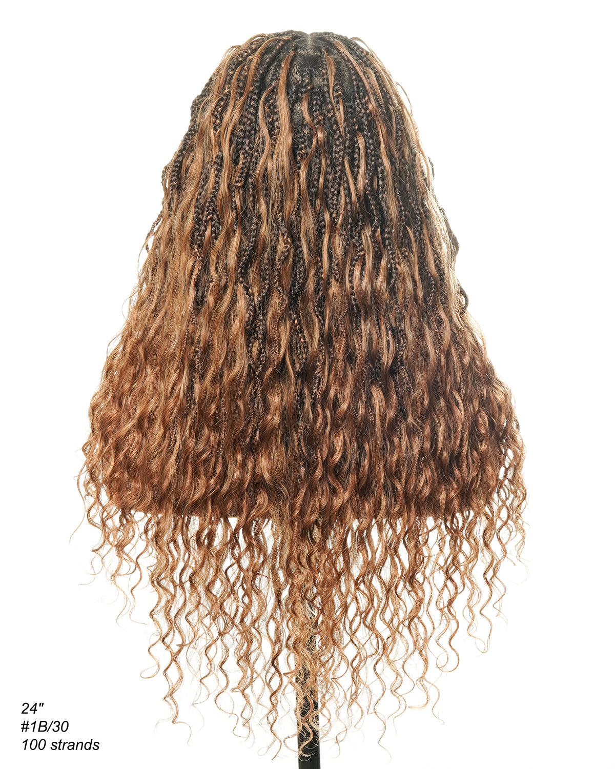 Wavina - Perruque tressée de 24 pouces avec tresses ondulées et vagues bohèmes en cheveux naturels