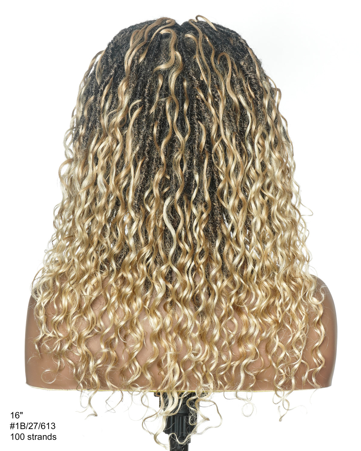 Lola - Perruque Boho Locs suisse HD pré-blanchie de 16 po avec boucles Boho en cheveux naturels