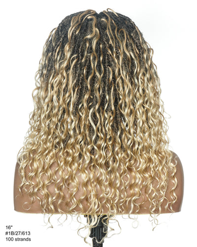 Lola - Perruque Boho Locs suisse HD pré-blanchie de 16 po avec boucles Boho en cheveux naturels