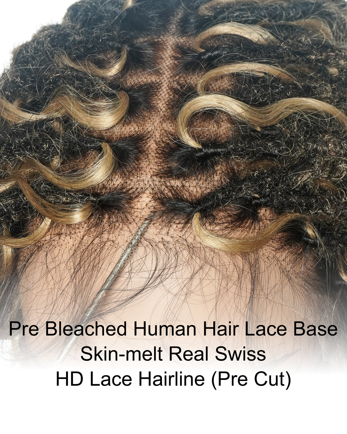 Lola - Perruque Boho Locs suisse HD pré-blanchie de 16 po avec boucles Boho en cheveux naturels