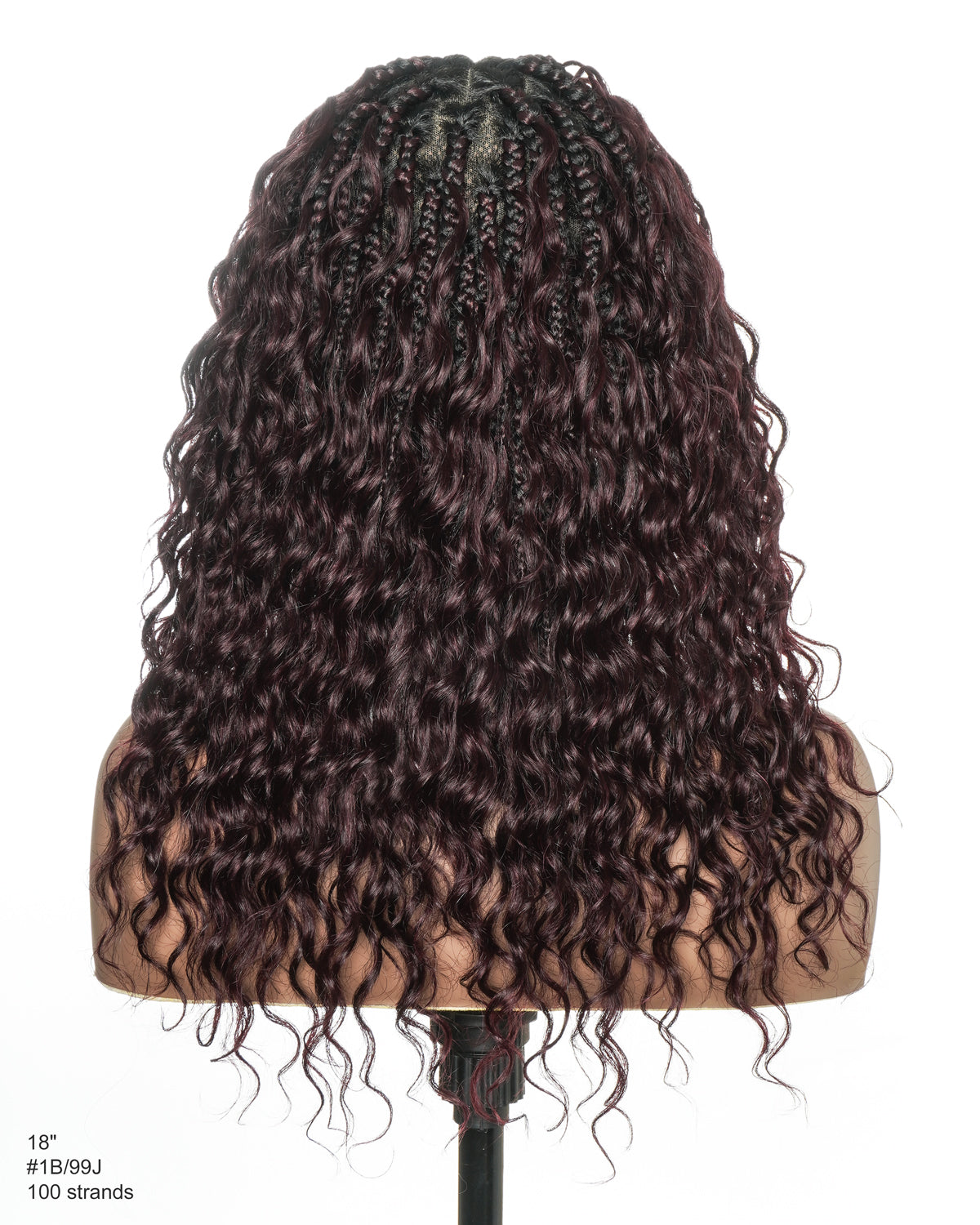Kiki - Perruque tressée boîte bohème sans nœuds, sans colle, entièrement en dentelle, 100 % cheveux humains, 40 cm, avec bonnet à cordon de serrage