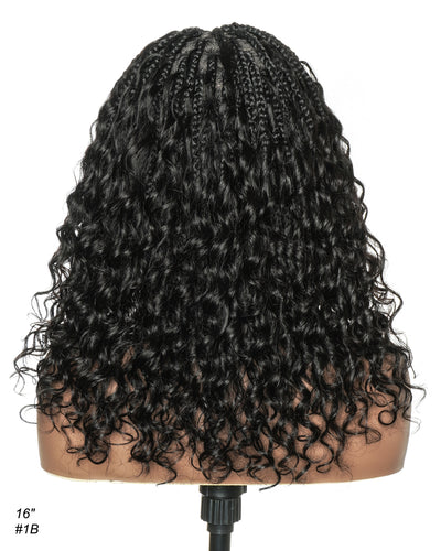 Coco - Perruque tressée en cheveux humains sans colle, pré-coupée HD, dentelle élastique complète, raie libre, prête à l'emploi (dentelle non nouée à la main)