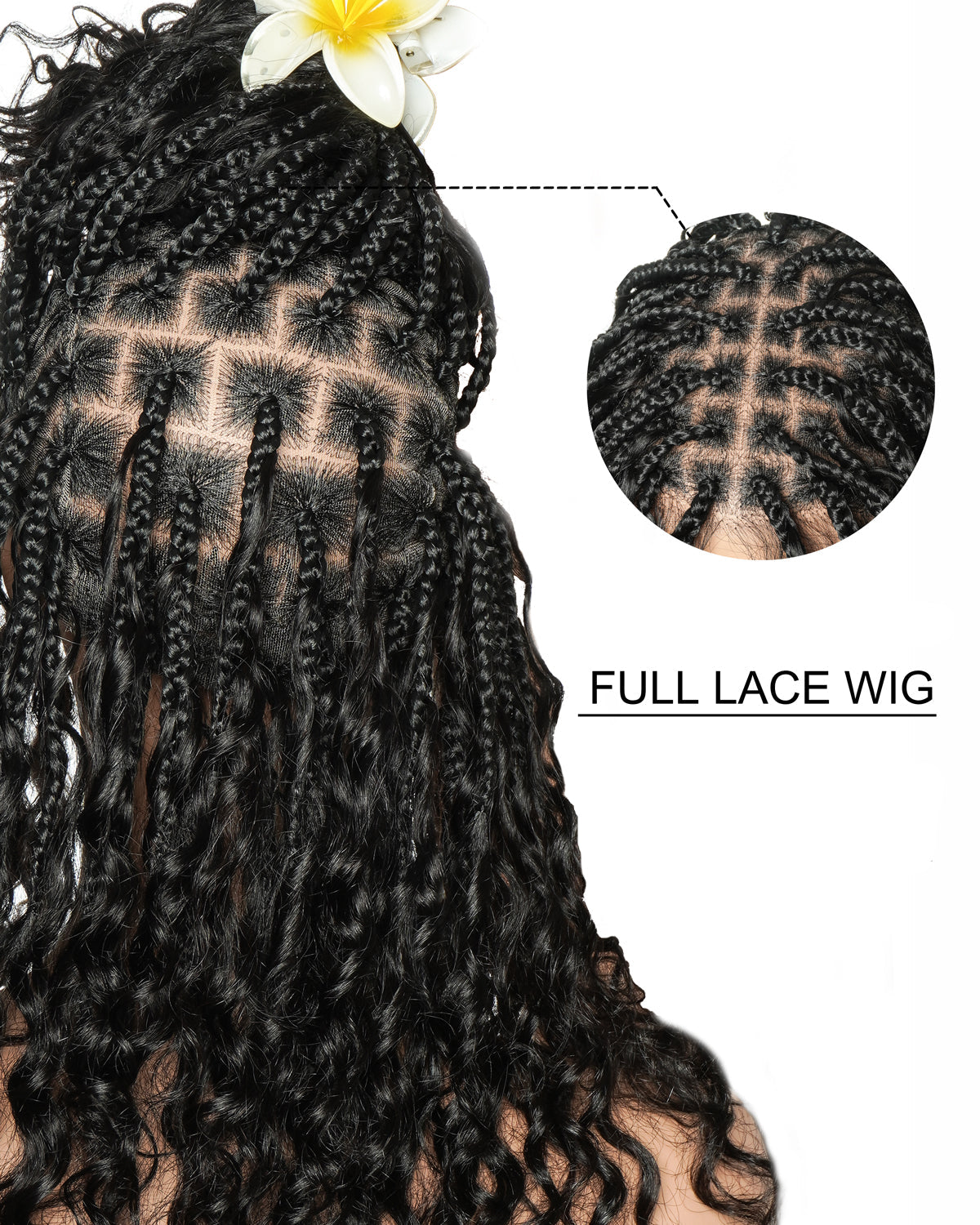 360° Full Lace Wig with close-up details on a white background