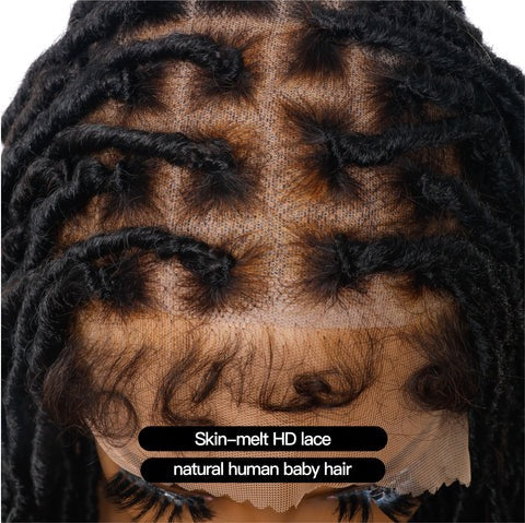 Perruque tressée avec locs en dentelle de cheveux humains pré-décolorés 30" 65 mèches - Cheveux de bébé humains