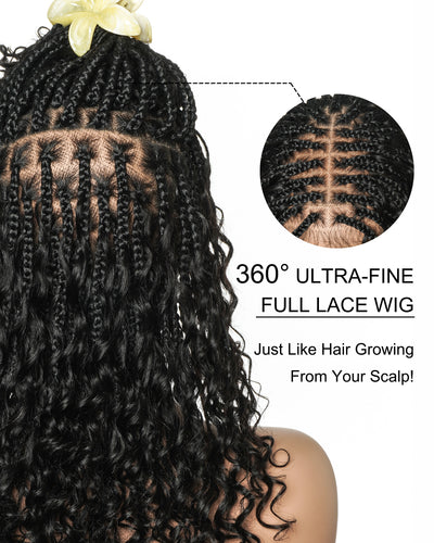 Lumina - 18" Piano Color Swiss HD Full Lace Human Hair Boho Braided Wig