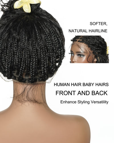 Tiana - Perruque tressée de type Boho, avec des tresses carrées, en cheveux humains 100 % naturels pré-décolorés, bouclés en spirale style Bora Bora, de 45 cm