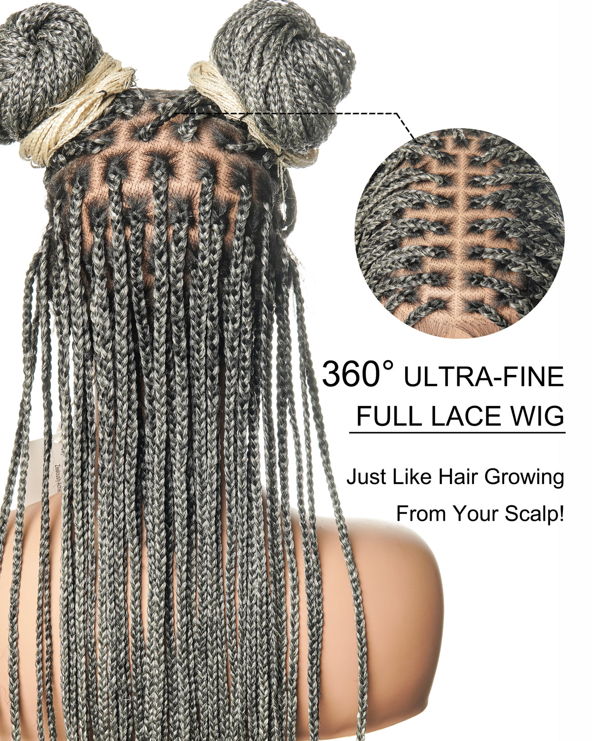 Perruque tressée sans nœuds Swiss HD Full Lace