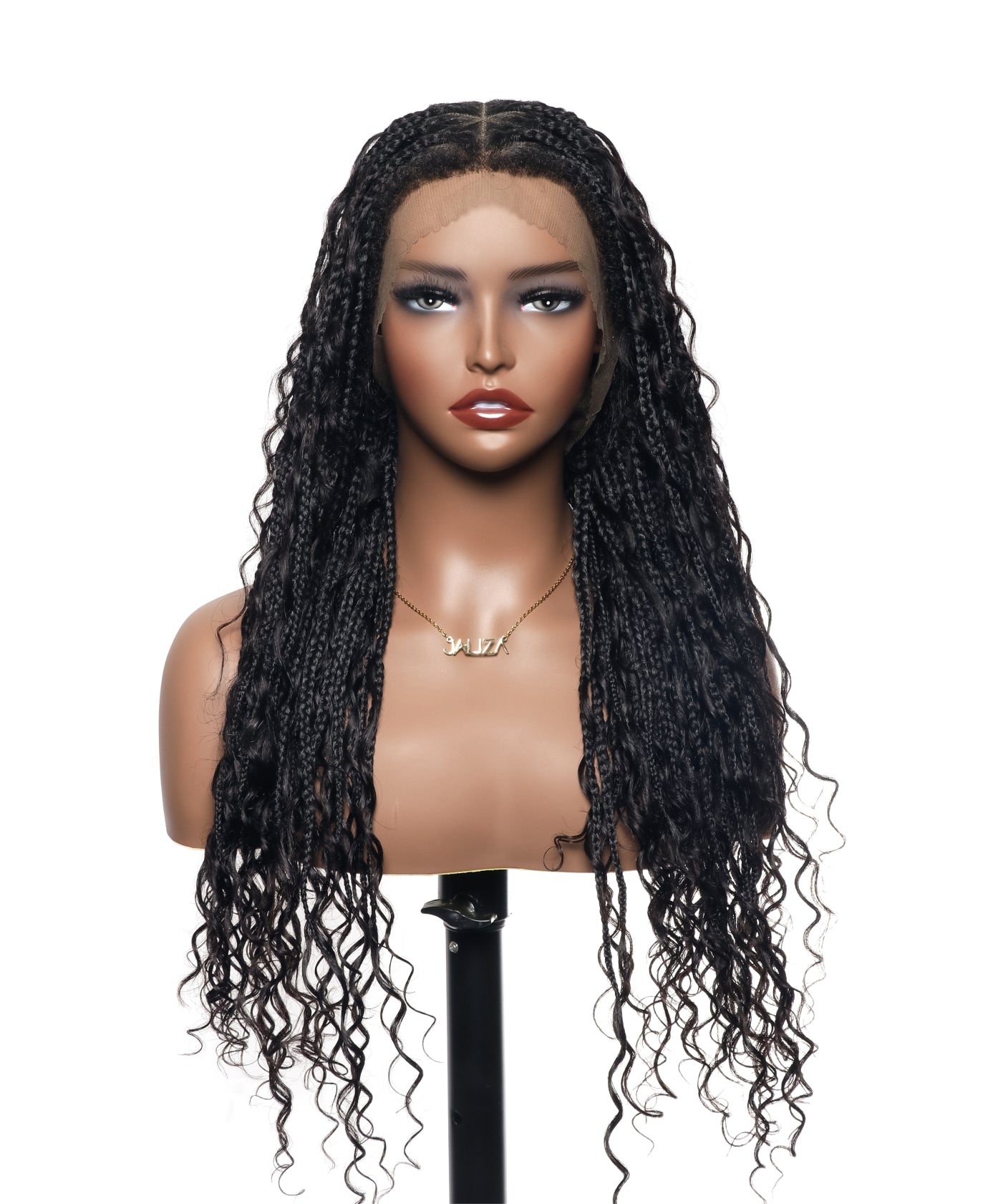 Perruque tressée Boho Box en cheveux humains 24" HD Full Lace Légère 79 mèches 1 boucle et 1 extrémité Boho