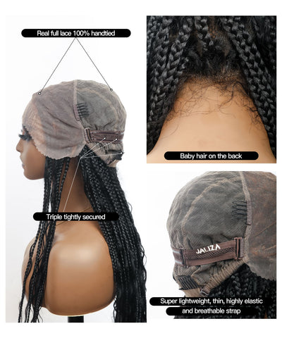Perruque tressée de tresses Boho sans nœuds en dentelle HD Suisse sans enchevêtrement, en cheveux humains pré-décolorés, 88 mèches