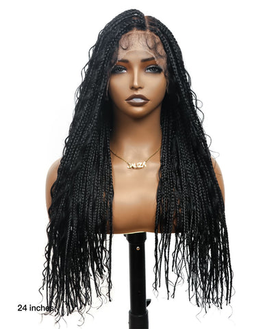 Perruque tressée de tresses Boho sans nœuds en dentelle HD Suisse sans enchevêtrement, en cheveux humains pré-décolorés, 88 mèches