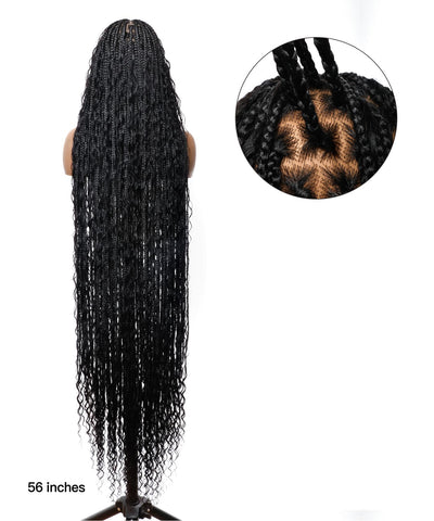Perruque tressée de cheveux humains pré-décolorés, sans enchevêtrement, en dentelle HD de 142 cm, sans nœuds, style bohème, 100 mèches - Racines de cheveux humains et boucles bohèmes et cheveux de bébé