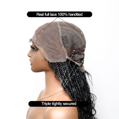 Perruque tressée de tresses Boho sans nœuds en dentelle HD Suisse sans enchevêtrement, en cheveux humains pré-décolorés, 88 mèches