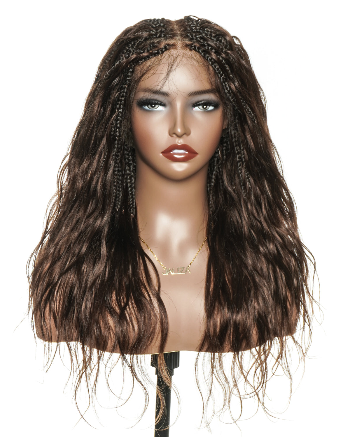 Michelle Perruque tressée en dentelle complète suisse HD de 40 à 66 cm, cheveux humains, ondulés, décolorés, couleur #4
