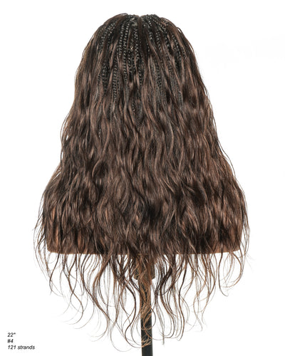 Perruque tressée bohème ondulée en cheveux humains, conception personnalisée - 121 mèches