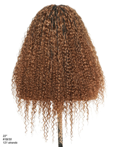 Lulu - Perruque bouclée tressée bohème sans colle, compatible petites têtes (Bonnet petit pour têtes menues)