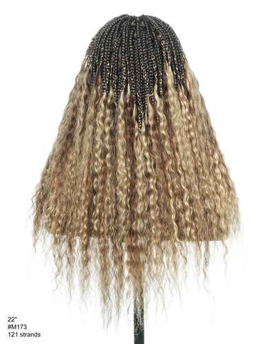 Perruque tressée sans nœuds avec dentelle frontale HD, cheveux humains bouclés aux pointes, couleurs mélangées 1B, 4, 27, 22 pouces, avec nœuds pré-décolorés