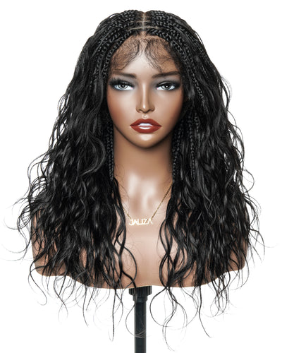 Perruque tressée bohème ondulée en cheveux humains, conception personnalisée - 121 mèches
