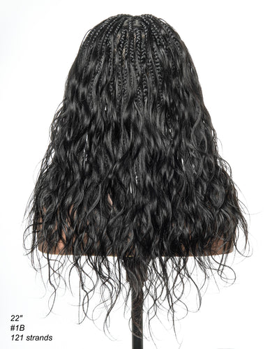 Perruque tressée bohème ondulée en cheveux humains, conception personnalisée - 121 mèches