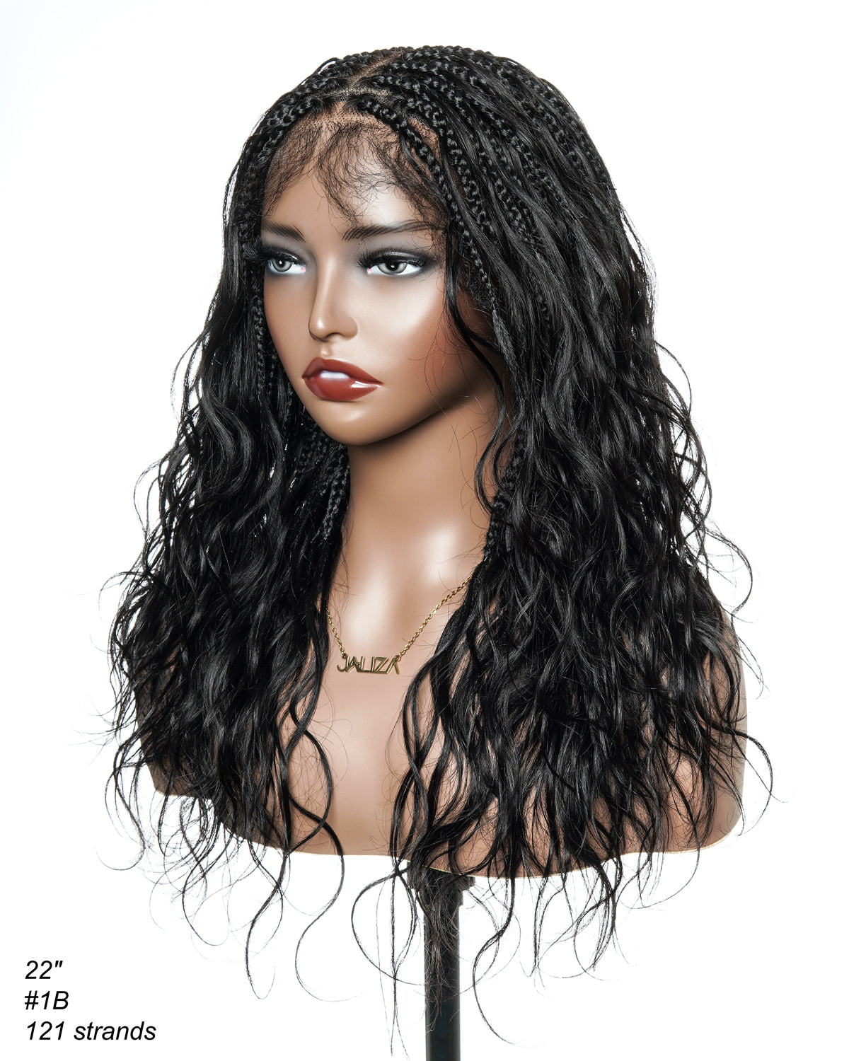 Perruque tressée bohème ondulée en cheveux humains, conception personnalisée - 121 mèches