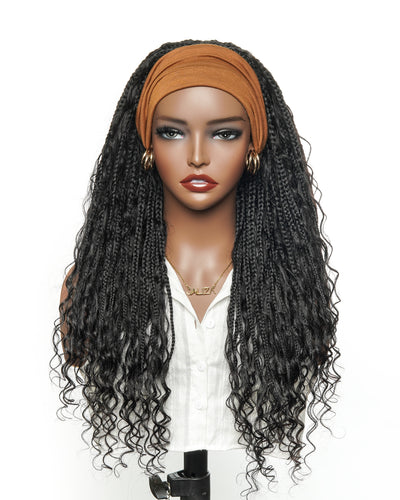 Perruque tressée boîte bohème sans nœuds, 100 % cheveux humains, boucles bohèmes, avec dentelle transparente intégrale et nouée à la main