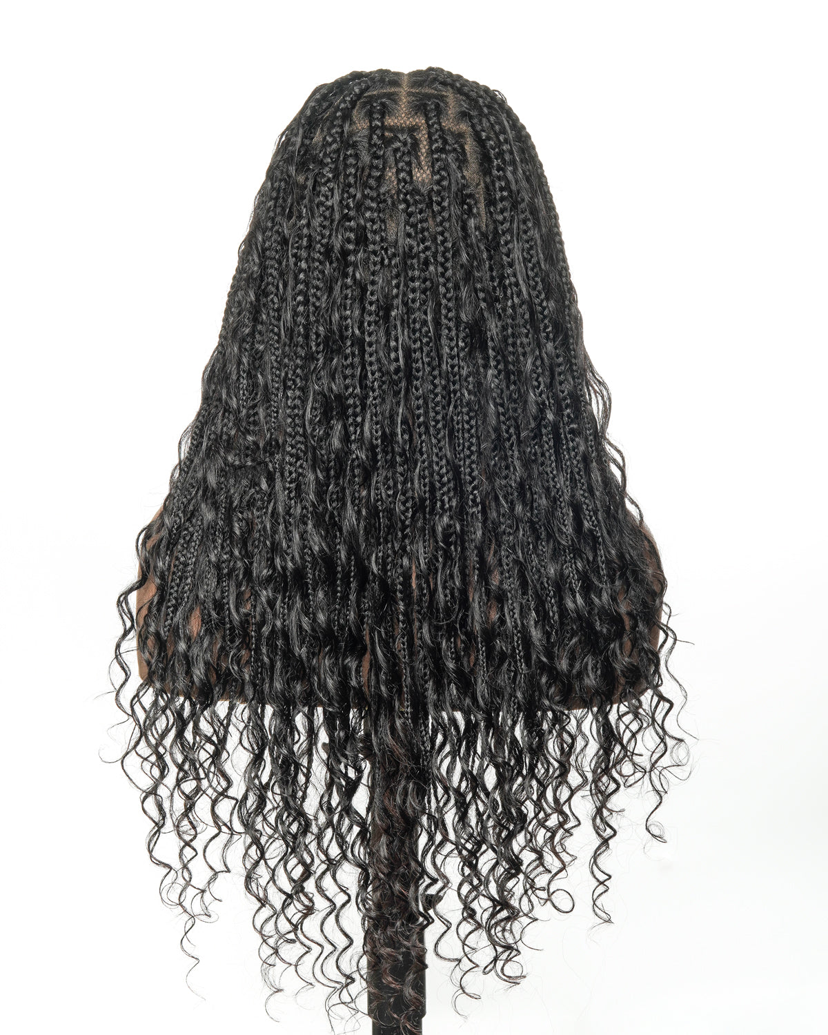 Perruque tressée boîte bohème sans nœuds, 100 % cheveux humains, boucles bohèmes, avec dentelle transparente intégrale et nouée à la main