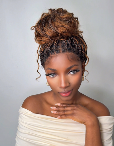 Wavina - Perruque tressée de 24 pouces avec tresses ondulées et vagues bohèmes en cheveux naturels