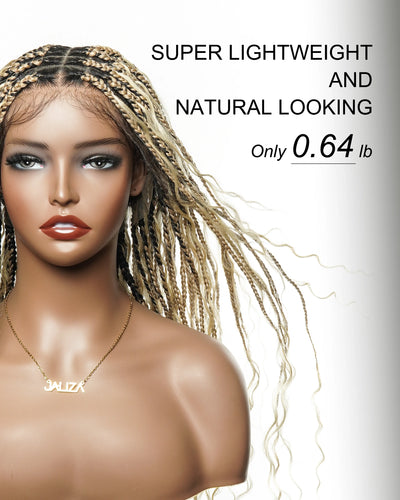 Perruque tressée de couleur 24" 613 blond HD, dentelle complète, cheveux humains, boucles bohèmes, tresses bohèmes