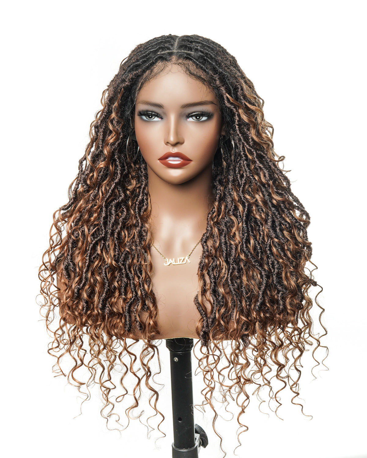 Perruque de Locs Boho sans nœuds en cheveux humains naturels avec boucles Boho et dentelle suisse HD, qualité salon