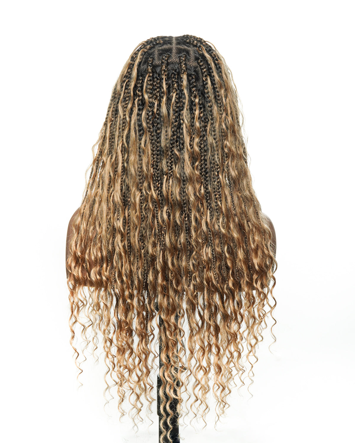 Perruque tressée boîte bohème sans nœuds, 100 % cheveux humains, boucles bohèmes, avec dentelle transparente intégrale et nouée à la main