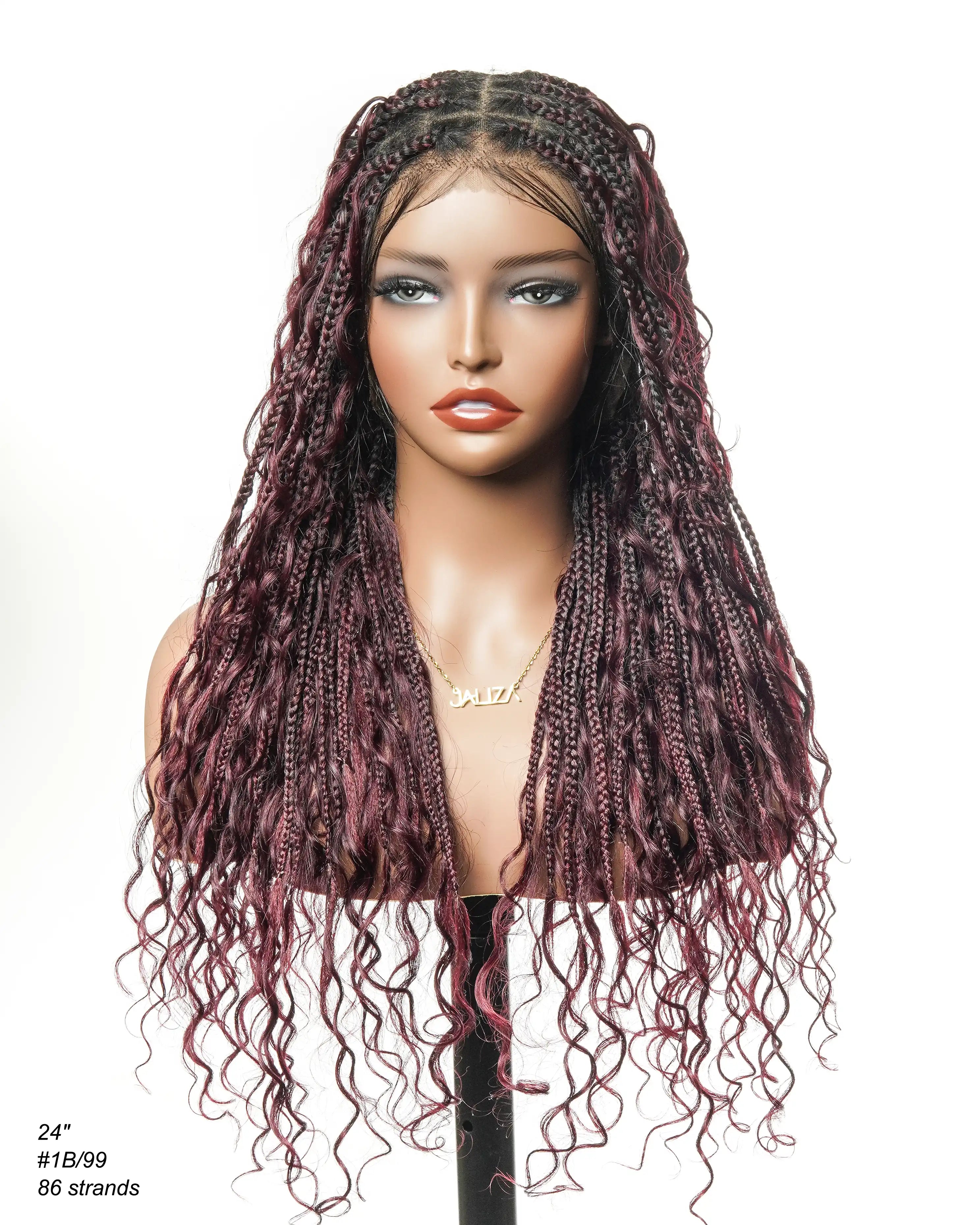 Perruque tressée boîte bohème sans nœuds, 100 % cheveux humains, boucles bohèmes, avec dentelle transparente intégrale et nouée à la main