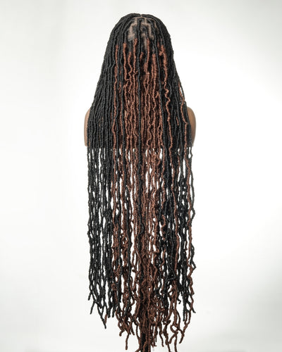 Perruque à Locs sans Nœuds Pré-Blanchis de 42 Pouces, Qualité Salon, HD, Entièrement en Dentelle, 80 Mèches