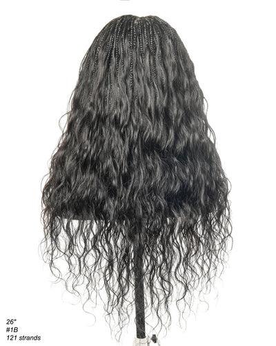 Perruque tressée bohème ondulée en cheveux humains, conception personnalisée - 121 mèches