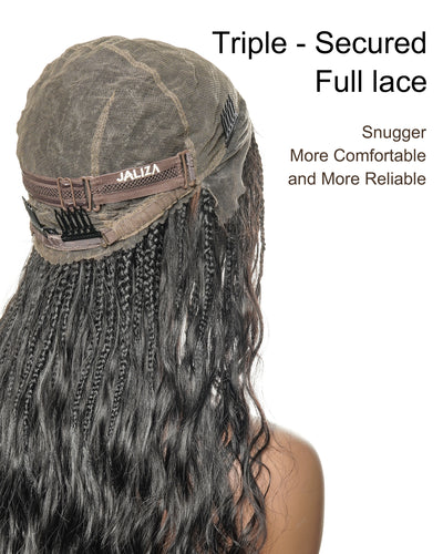Perruque tressée bohème ondulée en cheveux humains, conception personnalisée - 121 mèches