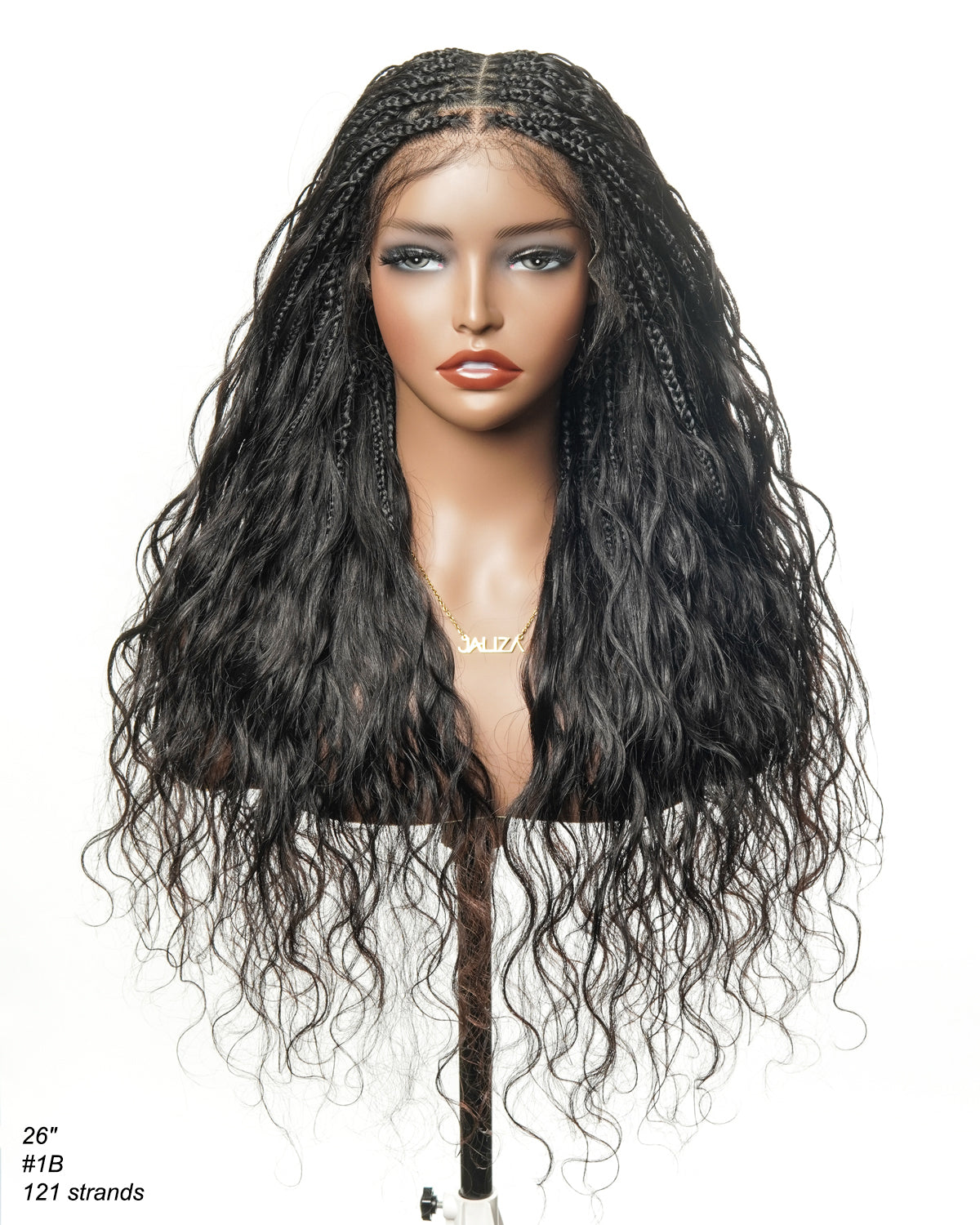 Perruque tressée bohème ondulée en cheveux humains, conception personnalisée - 121 mèches