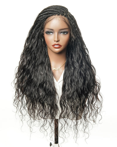 Perruque tressée bohème ondulée en cheveux humains, conception personnalisée - 121 mèches