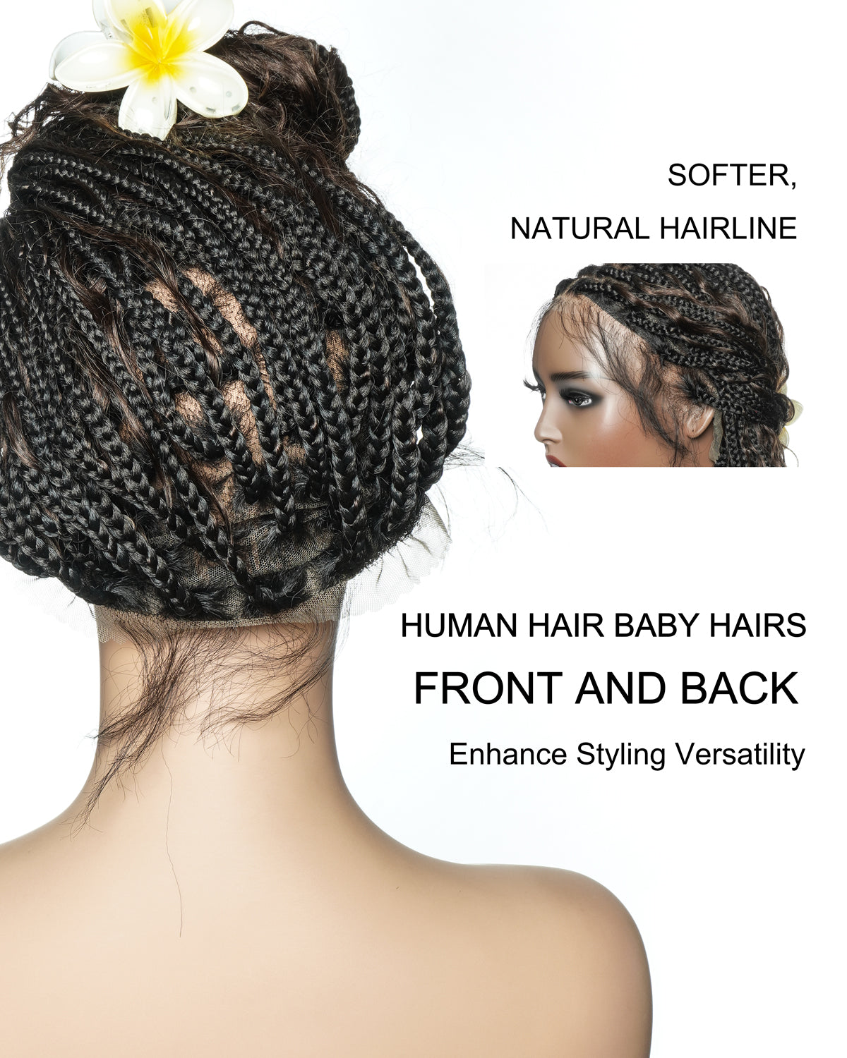 Perrque de 26" Tressée Bohème en Cheveux Humains Pré-décolorés Bouclés Châtain Foncé #4