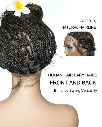 Perrque de 26" Tressée Bohème en Cheveux Humains Pré-décolorés Bouclés Châtain Foncé #4