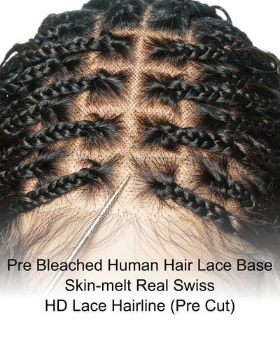 Perrque de 26" Tressée Bohème en Cheveux Humains Pré-décolorés Bouclés Châtain Foncé #4