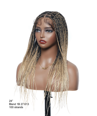 Kora - Pre Bleached Human Hair Lace Lightweight Knotless Swiss HD Lace Box Braided Wig 100 Strands