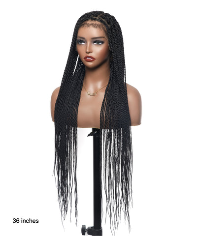 Perruque tressée Senegalese Twist Style 36" Swiss HD Full Lace Haute Densité 100 Brins